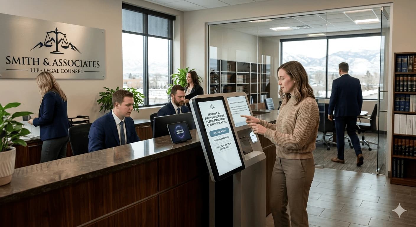 Law firm office with AI-powered client intake system